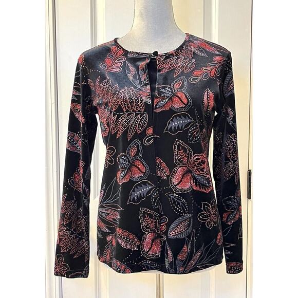 Notations Tops - Notations Velvet Black Sparkle Glitter Vintage Inspired Chic Evening Wear S Boho